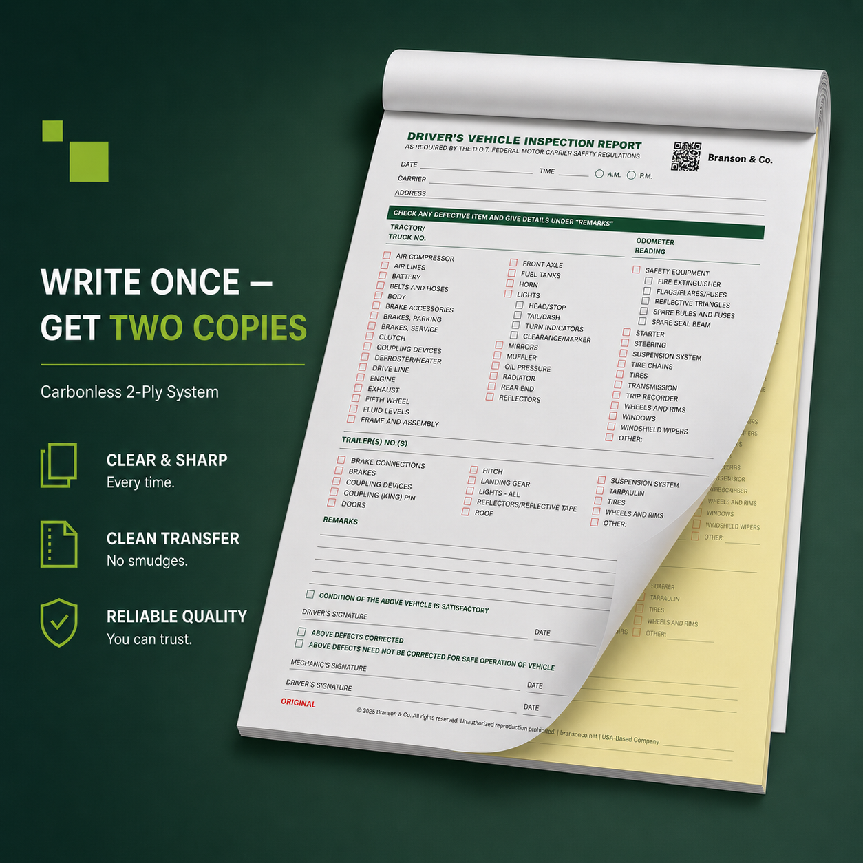 Carbonless 2-ply system — write once, get two copies